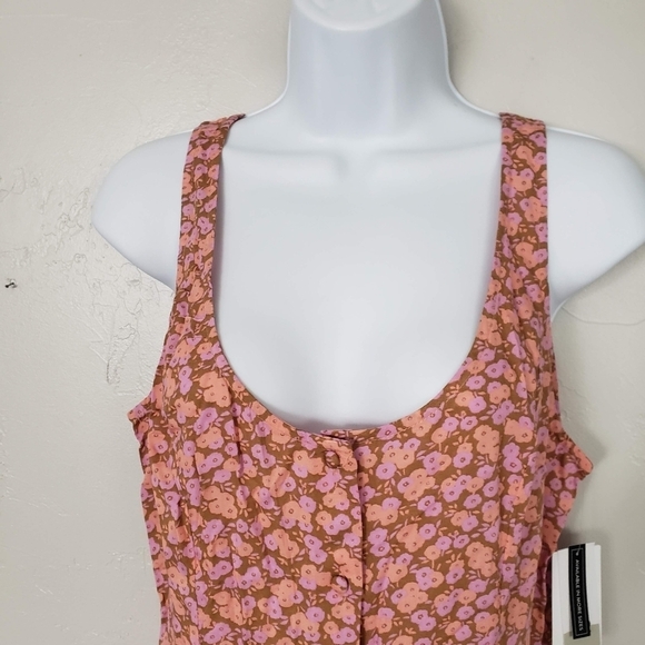 BP. NWT Women's Medium Sleeveless Dress Goldenrod Pink Purple Floral Button Up - Picture 8 of 9